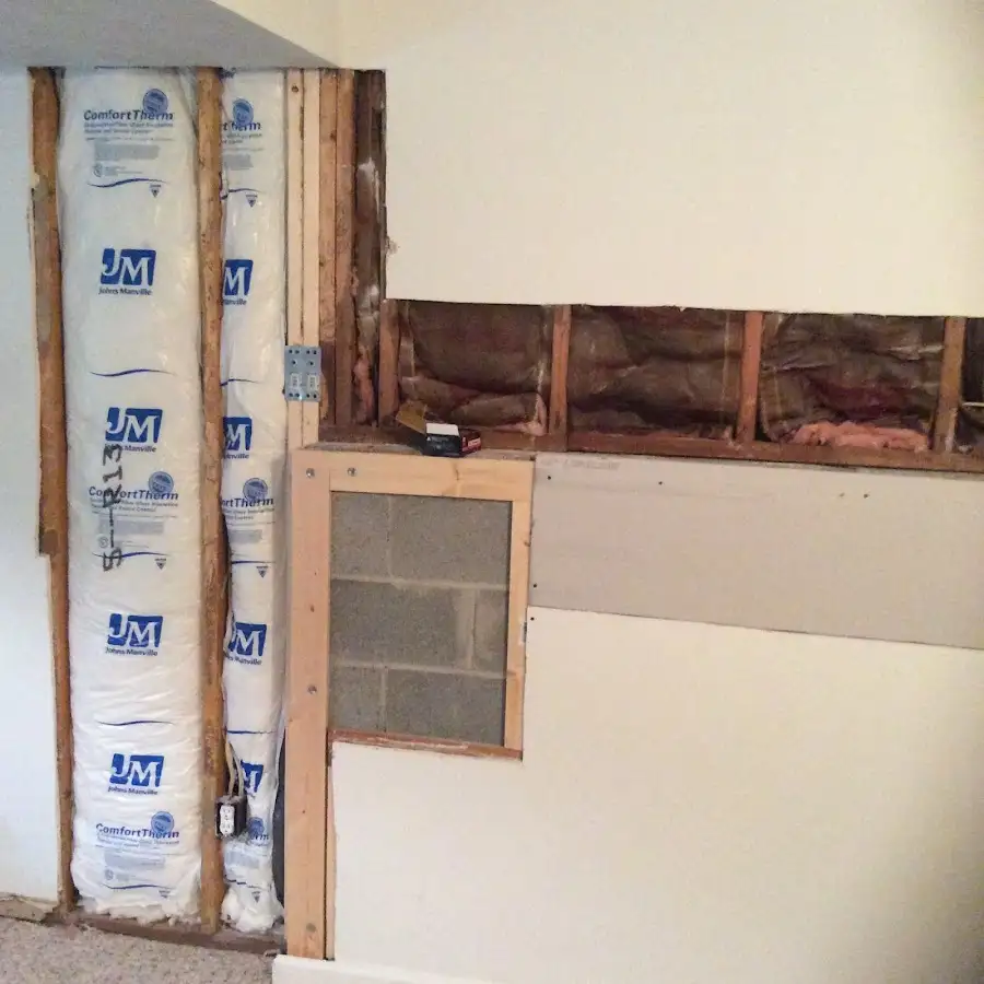 Wall insulation replacement during Basement Flood Cleanup in Swanton